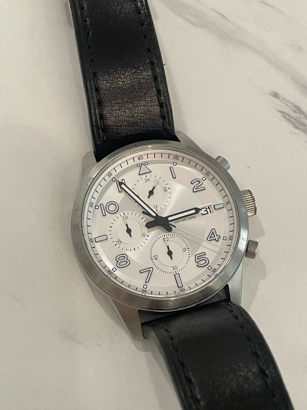 Fossil Daily Chronograph Black Leather FS5136 Men's Watch